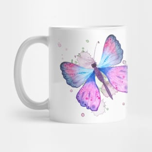 Butterfly Pink Blue Watercolors Nature Gift Mug